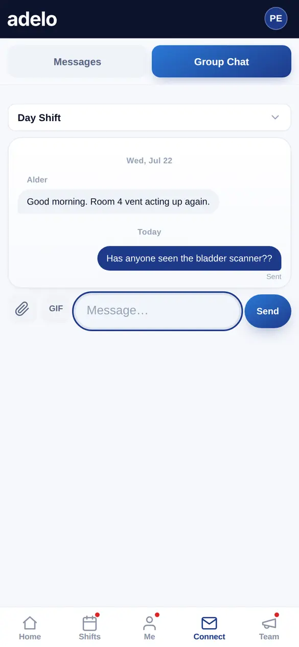Shift chat — Adelo